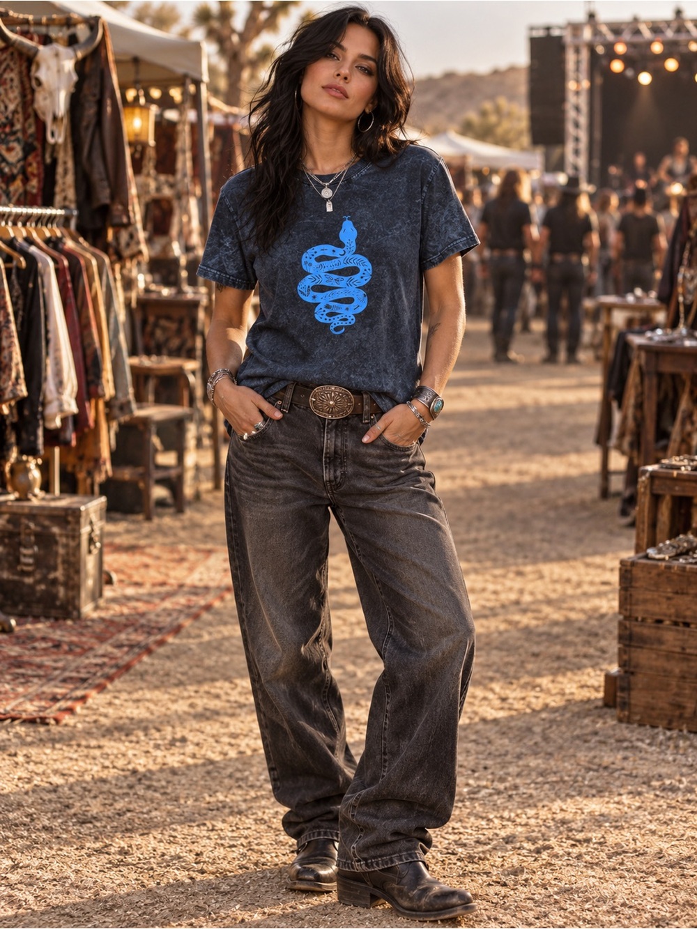 Unisex Rhea Blue Snake Graphic Tee